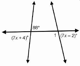 In the diagram, what is the measure of angle 1 to the nearest degree? a) 82° b) 92° c-example-1