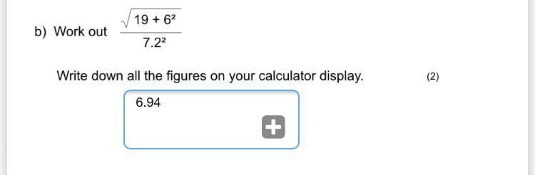 √ 19 + 6^2 ÷ 7.2^2 I need help ASAP-example-1