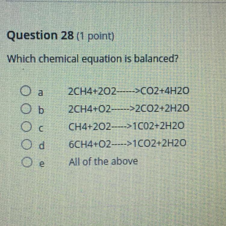 Which chemical equation is balanced?-example-1