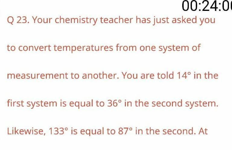 likewise 133 degree is equal to 87 degree in the second at what temperature will both-example-1