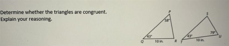 I know it isn’t congruent but how do I explain the reasoning? help ?-example-1