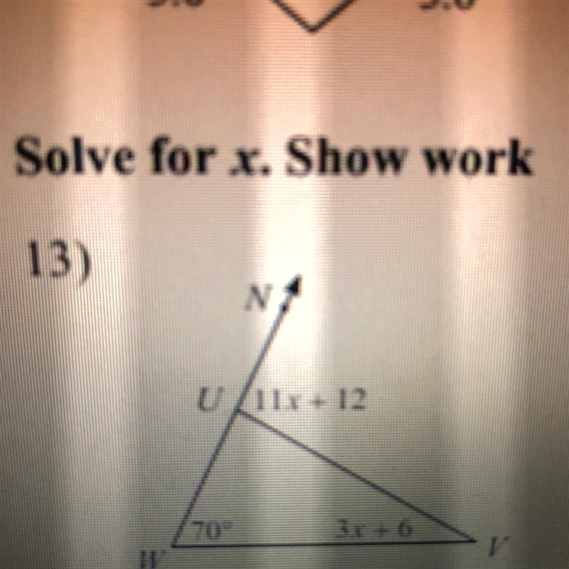 Solve for x. Show work. The teacher told us that the answer is 8 but I’m not sure-example-1