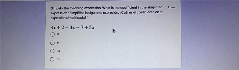 Simplify the following expression. What is the coefficient in the simplified expression-example-1