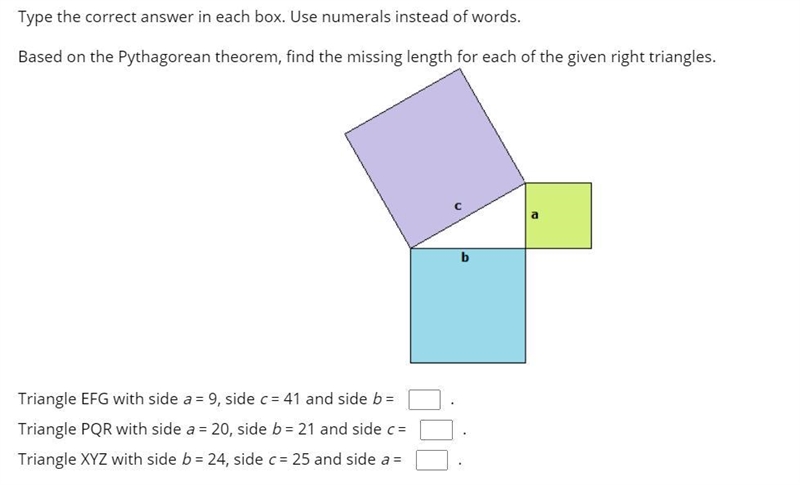 Type the correct answer in each box. Use numerals instead of words. Based on the Pythagorean-example-1