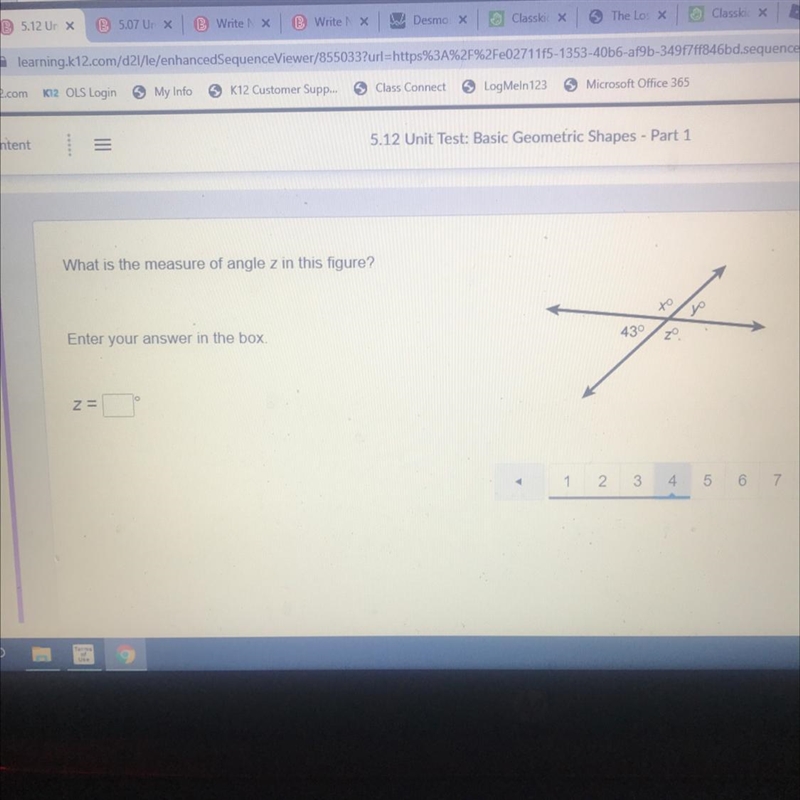 What is the measure of anglez in this figure? Enter your answer in the box 430 z=-example-1