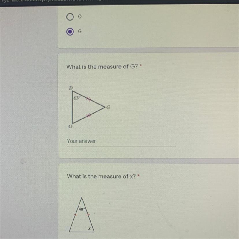 What is the measure of G What is the measure of x (Will give brainy)-example-1