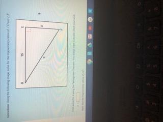 PLEASE HELP!!!!!Using the following image, solve for the trigonometry ratios of ∠D-example-2