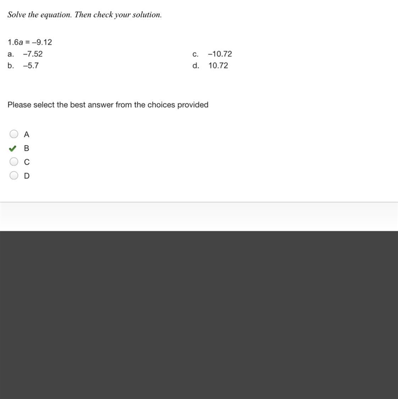 Solve the equation. Then check your solution.-example-1