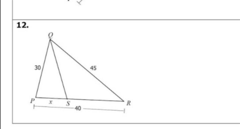 QS is an angle bisector, what is the value of x?-example-1