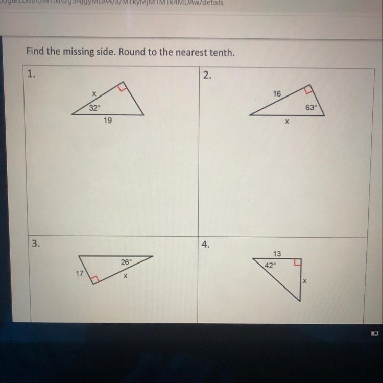 Find the missing side. Round to the nearest tenth.-example-1