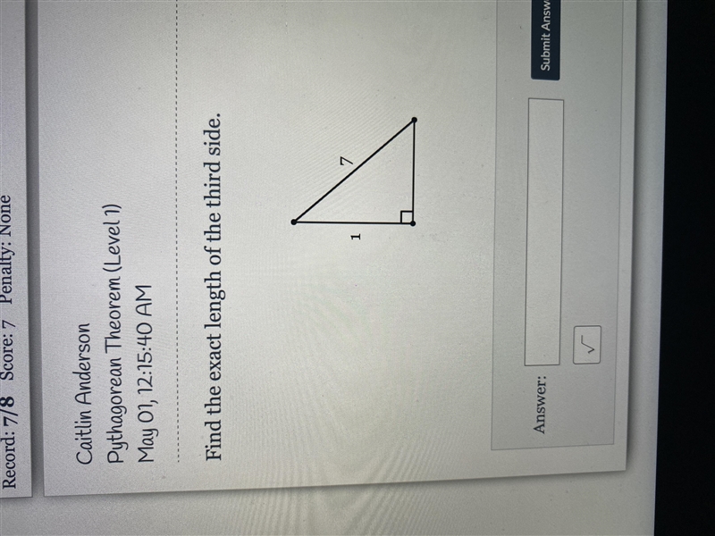 Find exact length of third side-example-1