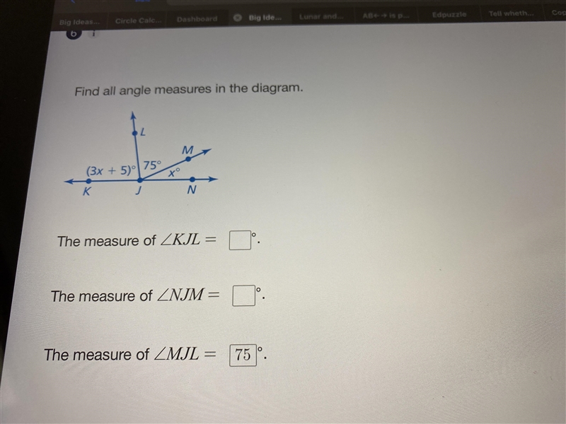 Find all angle measures in the diagram-example-1