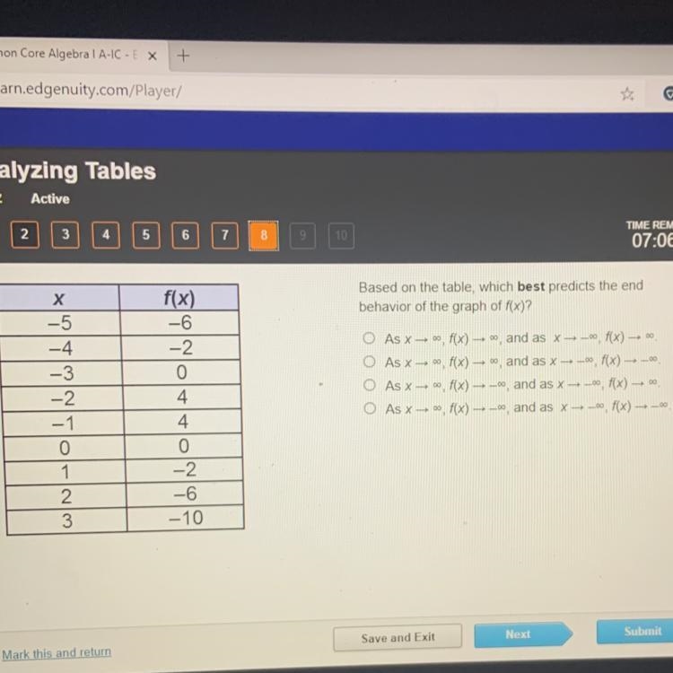 Please help, I’m stuck on this one question. Based on the table, which best predicts-example-1