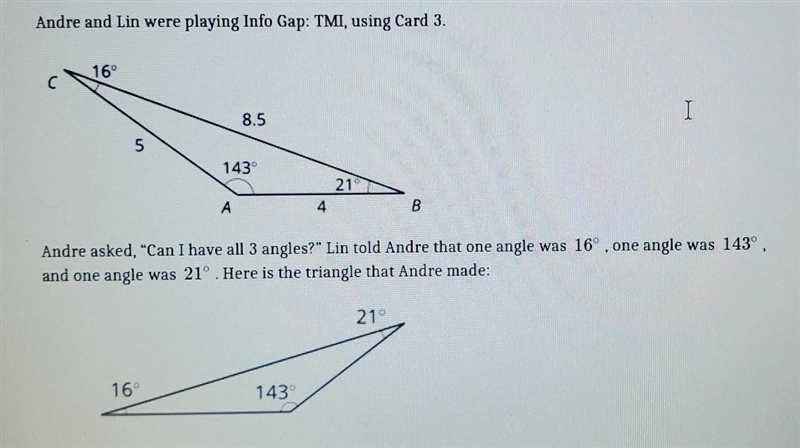 Pls help due today!!! 1. Is Andres triangle congruent to the one on the data card-example-1