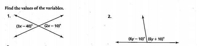 Find the values of the variables. 9th/10th grade level (see picture)-example-1