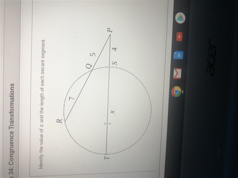 Identify the value of x and the length of each secant segment. HELP PLS options: x-example-1