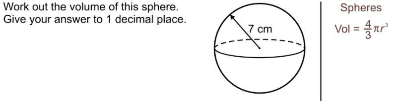 Work out the volume of this sphere, give your answer to one decimal place-example-1