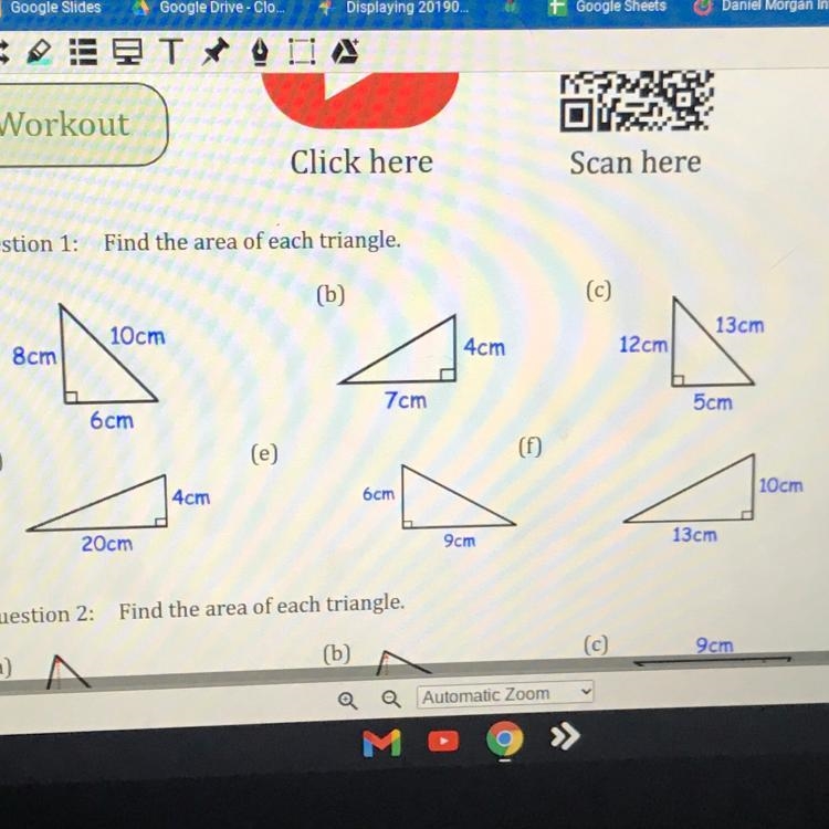 Can someone find the area for each of the shown triangles? A,B,C,D,E and F-example-1