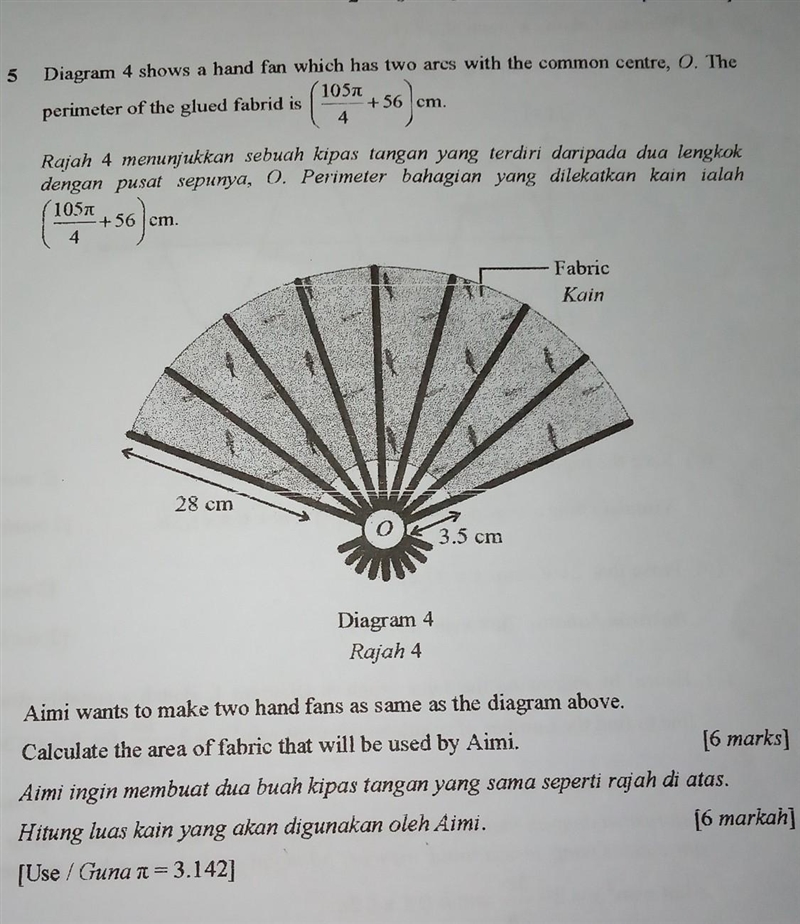 Calculate the are of fabric that will be used?​-example-1