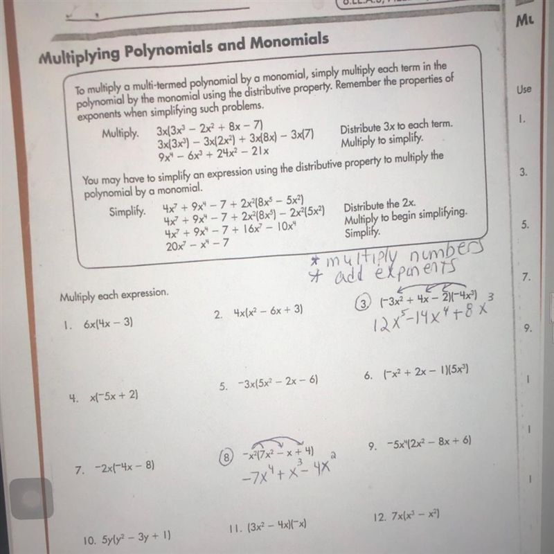 Multiplying polynomials and monomials / I NEED THESE ASAP PLSS-example-1