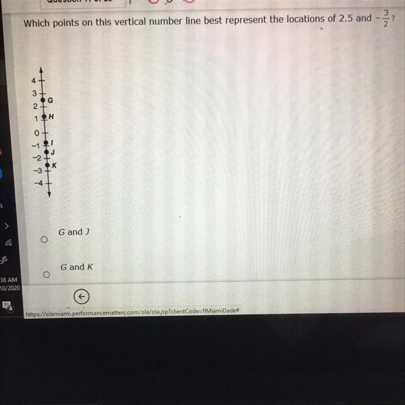 Which points on this vertical number line best represent the locations of 2.5 and-example-1