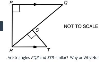 Are the triangles PQR and RST similar why or why not?-example-1