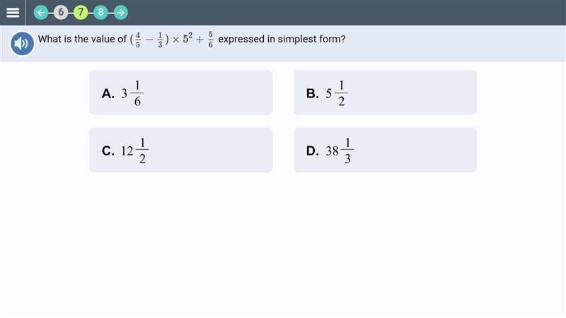 Please help me! (4/5 - 1/3) x 5^2 + 5/6-example-1