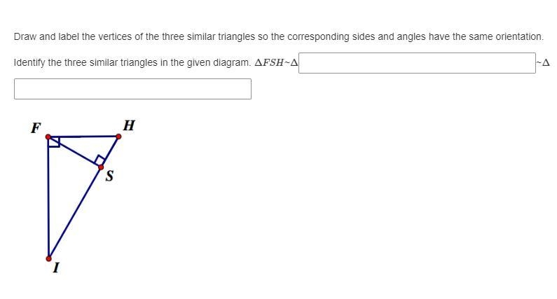 Need help in labeling the vertices of the three similar triangles.-example-1