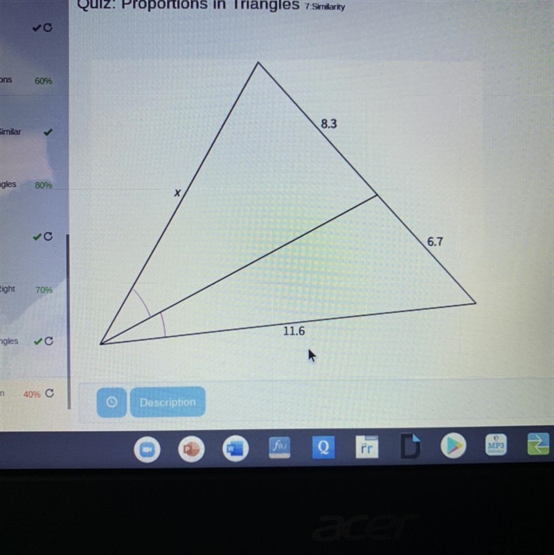 Find X to the nearest tenth A 14.4 B 4.8 C 1.7 D 9.4-example-1