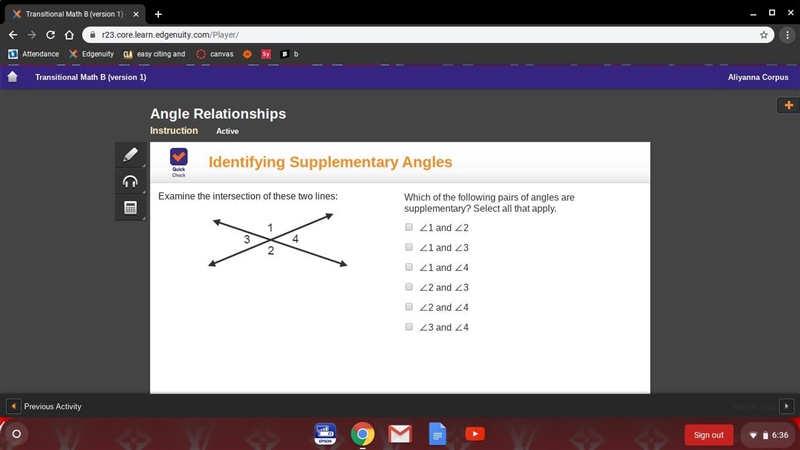 HELP ASAP (picture attached) Which of the following pairs of angles are supplementary-example-1