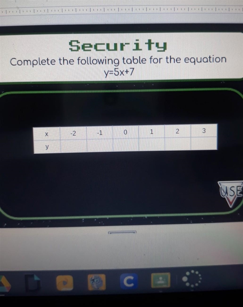 Complete the following table for the equation. Y=5x+7​-example-1