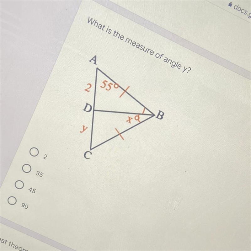 What is the measure of angle y? I need help I’m being timed plz-example-1