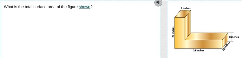 What is the total surface area of the figure shown?-example-1