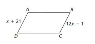 Find the value of x in the parallelogram.-example-1