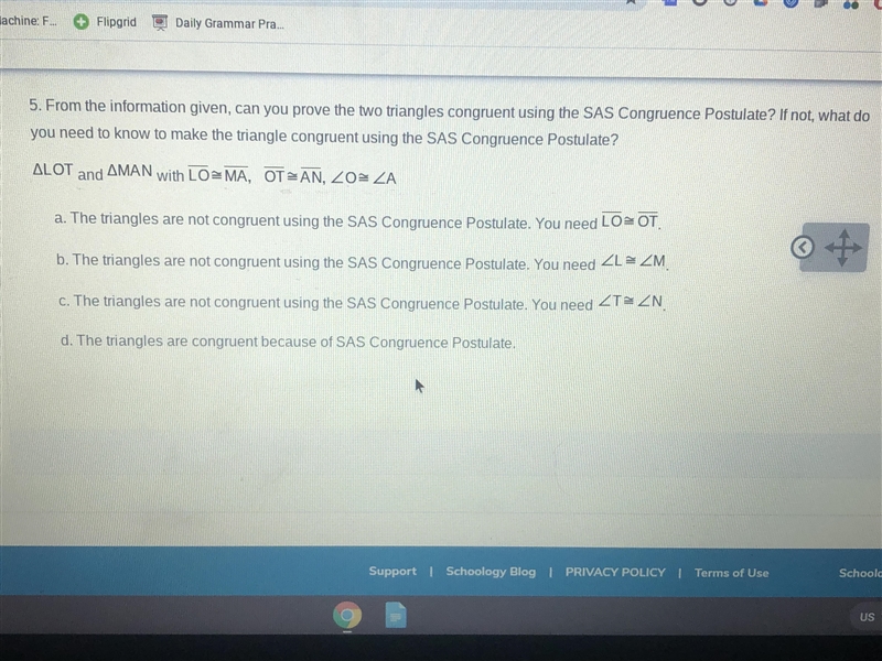 From the information given, can you prove that the triangles congruent using SAS congruent-example-1