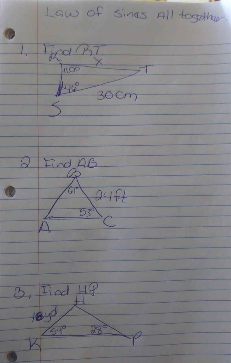 laws of Sines all together. Find each measurement indicated. Round your answers to-example-1