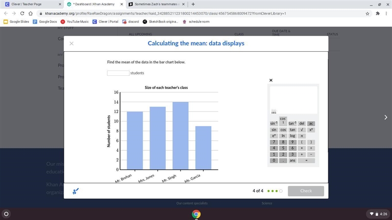 Find the mean of the data in the bar chart below.-example-1