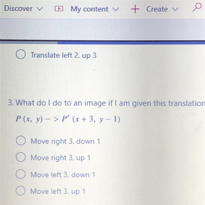 3. What do I do to an image if I am given this translation: P (x, y) – > P' (x-example-1