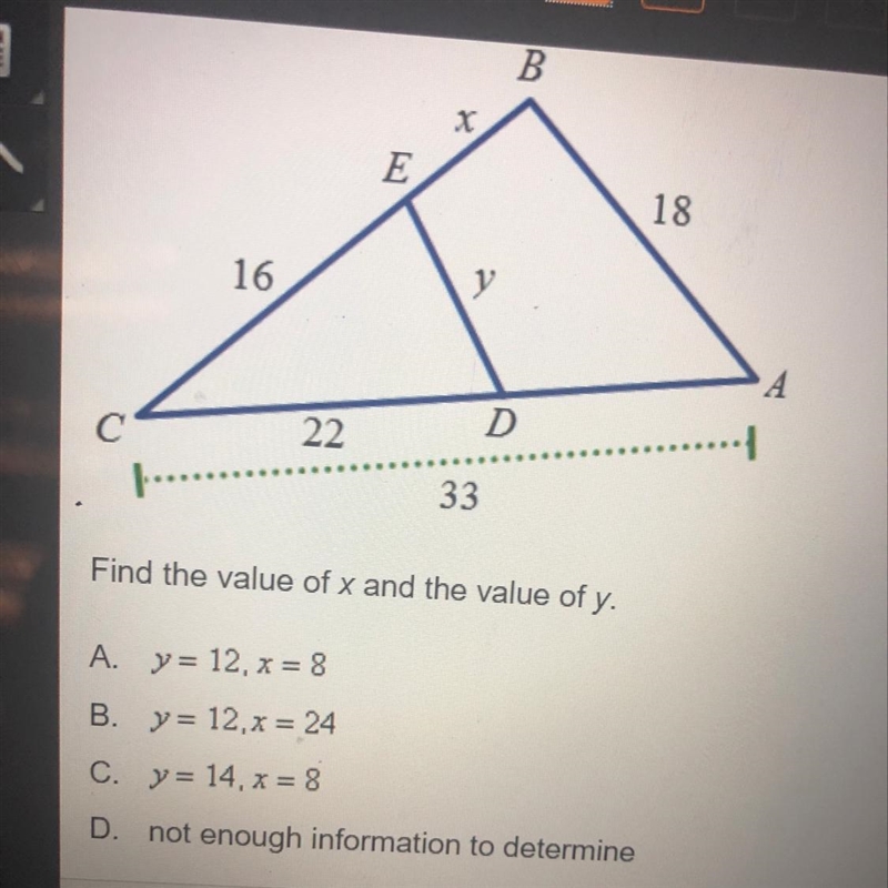 Find the value of x and the value of y-example-1