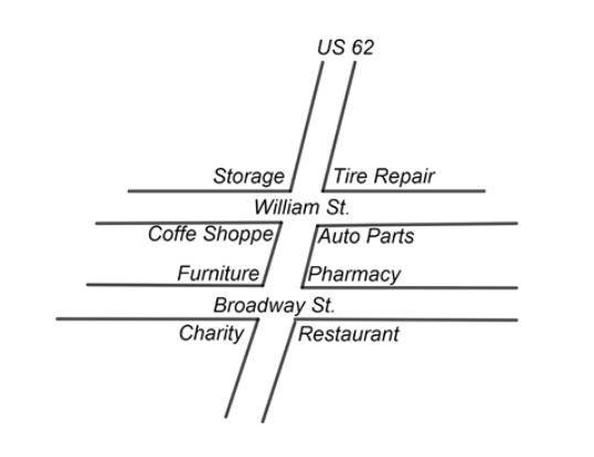 The top view of a portion of streets in Buffalo, New York is shown. Williams Street-example-1