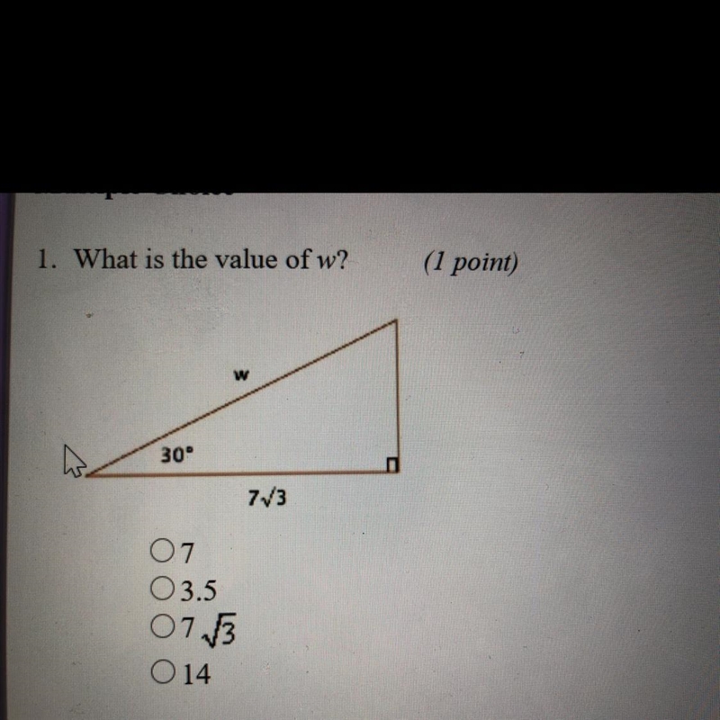 1. What is the value of w?-example-1