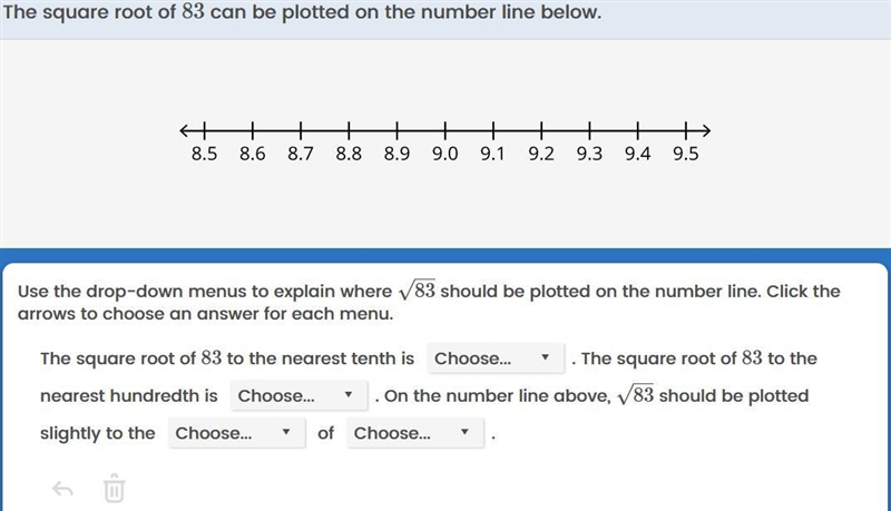 37 points! The square root of 83 can be plotted on the number line below.-example-1