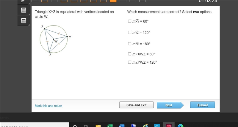 Which measurements are correct? Select two options.-example-1