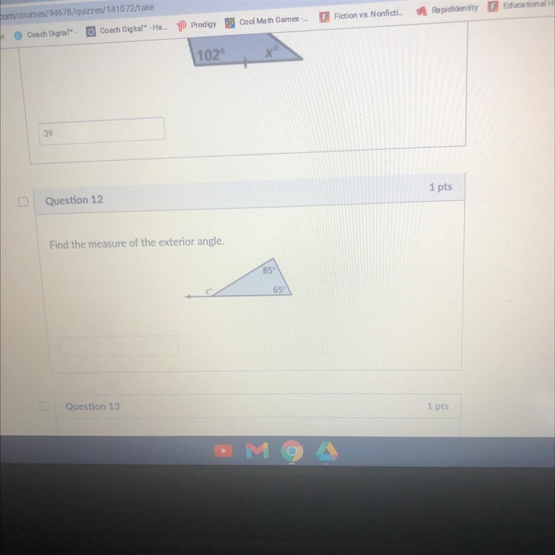 Find the measure of the exterior angle-example-1