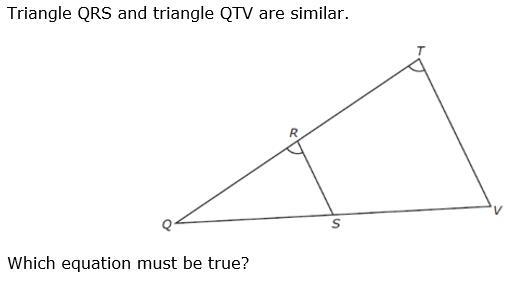 (Can you help me with this math problem)? Triangles QRS and Triangles QTV are similar-example-1