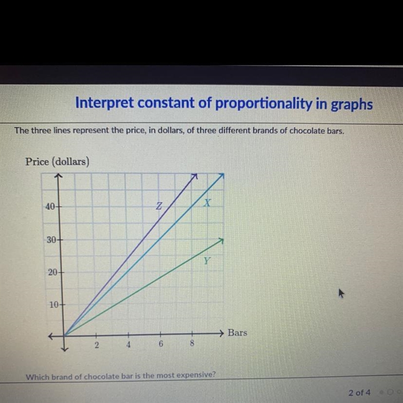 the three lines represent the price, in dollars, of the three brands of chocolate-example-1