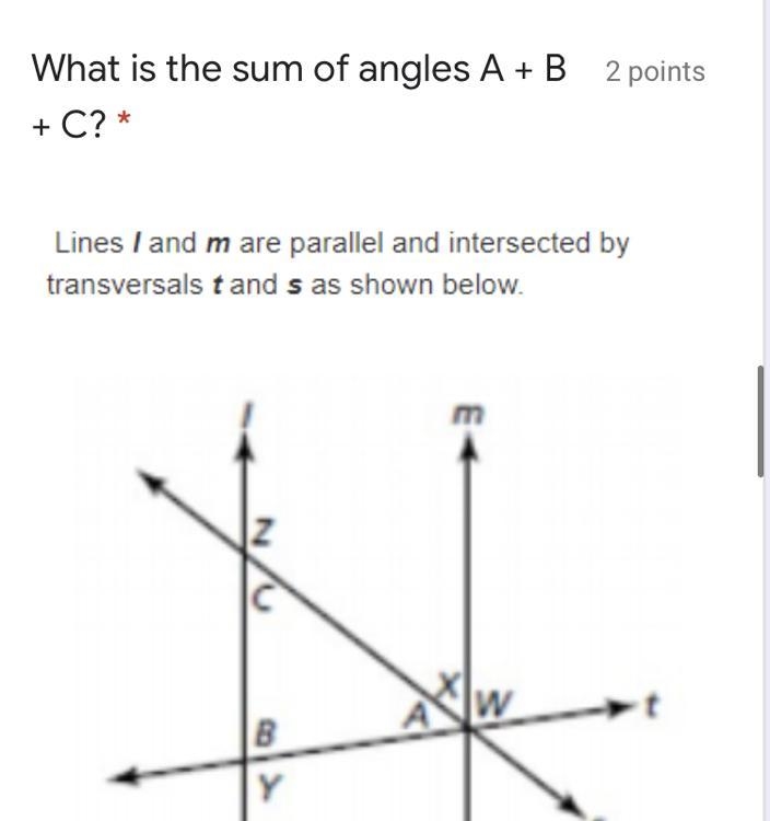 What is the sum of angles A + B + C?-example-1