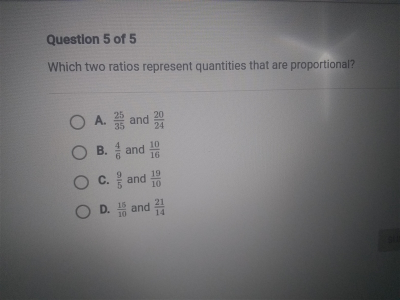 Which two ratios represent quantities that are proportional-example-1