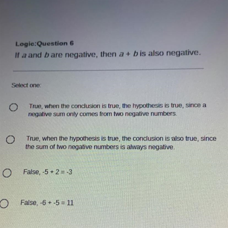 If a and bare negative, then a + b is also negative.-example-1