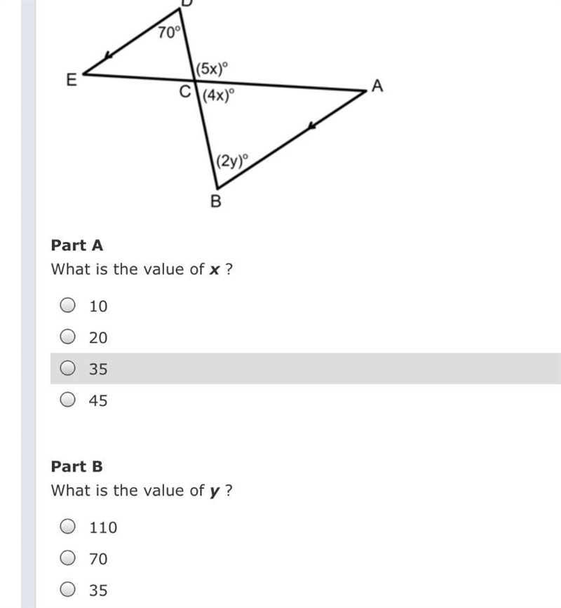 I need help ASAP! What is the value of x and what is the value of y?-example-1